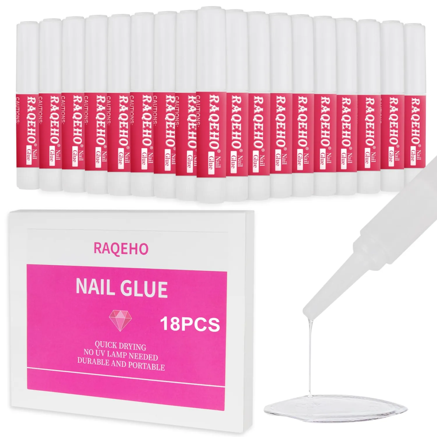 Nail Glue for Press Ons - 18Pcs Super Strong Nail Glue for Acrylic Nails Fast Drying pega para uñas Techs Stuff Nail Bond Adhesive for Stick Press On Nails French Tip Toe Nail Broken Repair