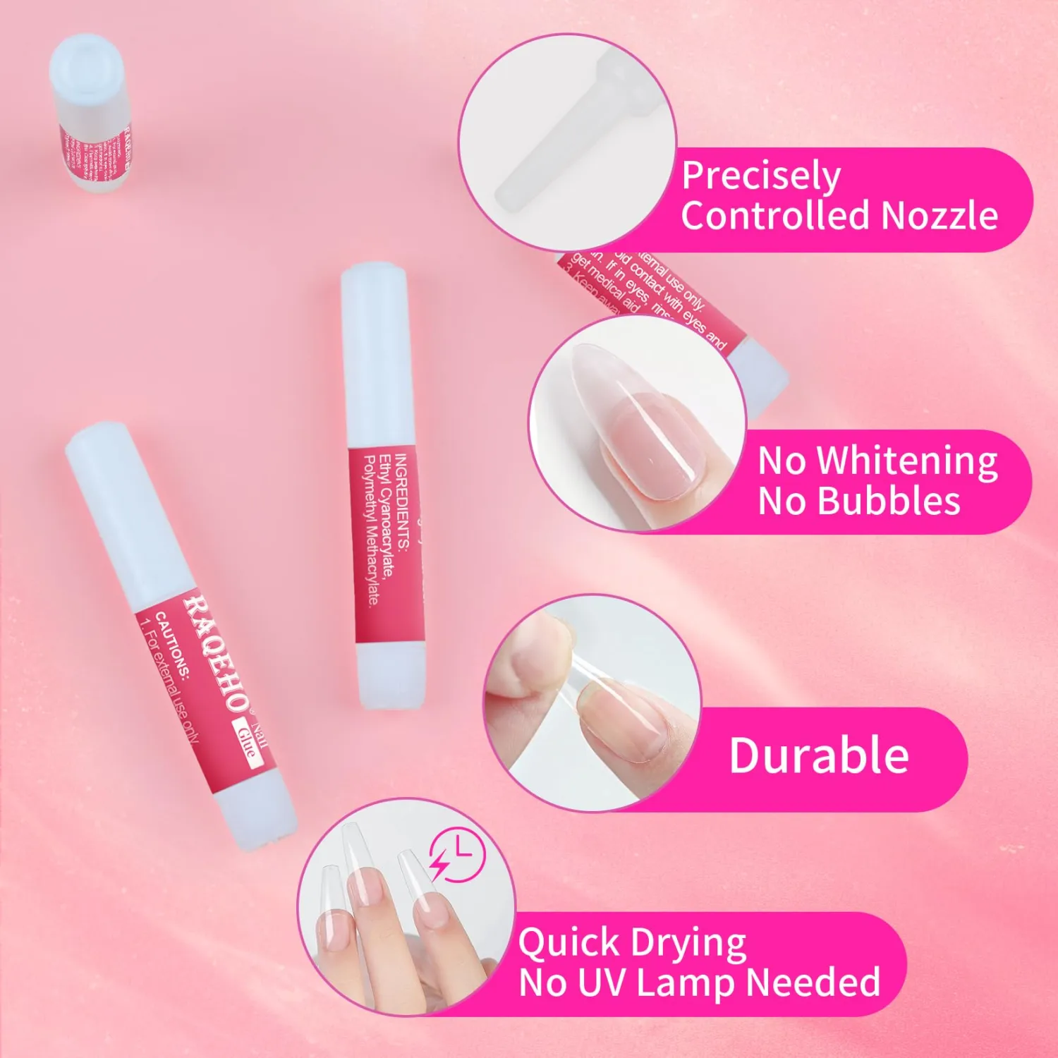 Nail Glue for Press Ons - 18Pcs Super Strong Nail Glue for Acrylic Nails Fast Drying pega para uñas Techs Stuff Nail Bond Adhesive for Stick Press On Nails French Tip Toe Nail Broken Repair