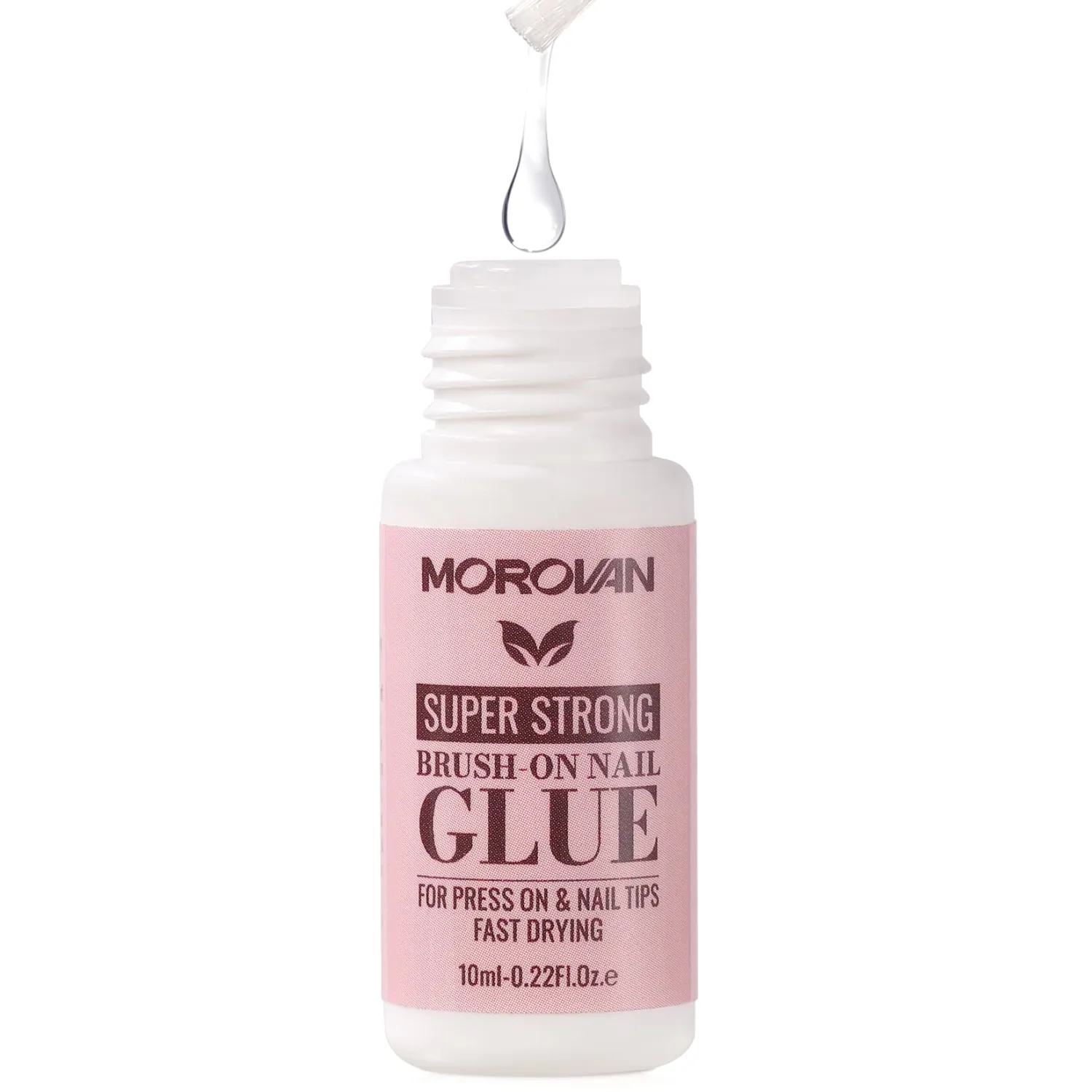 Morovan Press On Nail Glue: Brush on Nail Glue for Acrylic Nails Tips Broken Nail Fast Dry Long Lasting Professional Salon‑Grade Bond for Natural Nail