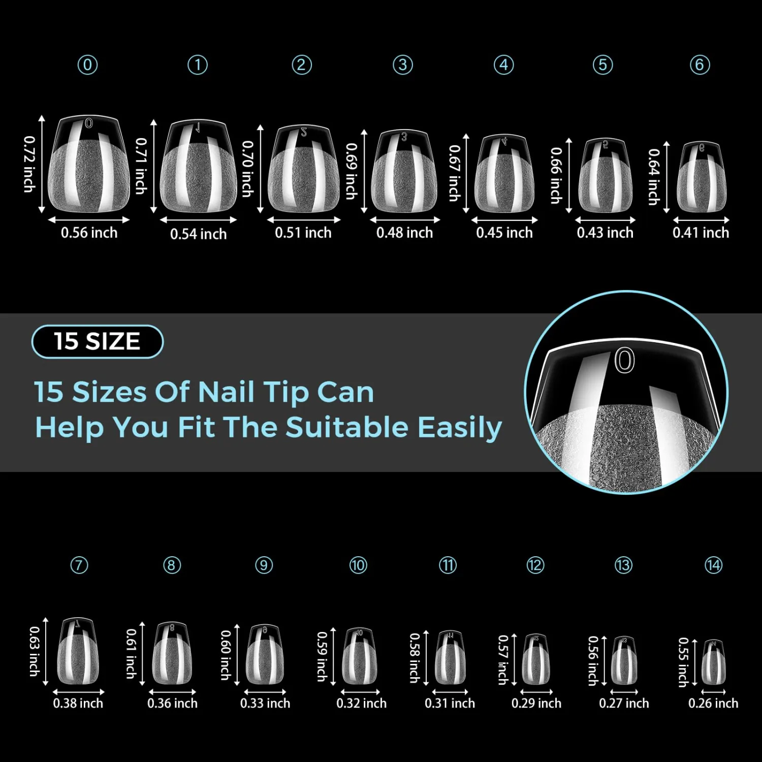 TOMICCA Extra Short Coffin Nail Tips 510PCS, 15 Sizes Ultra Matte Nail Tips for Acrylic Fake Nails, Short Coffin Nails for DIY Salon, Clear Gel Nail Extension Tips for Beginners & Nail Techs
