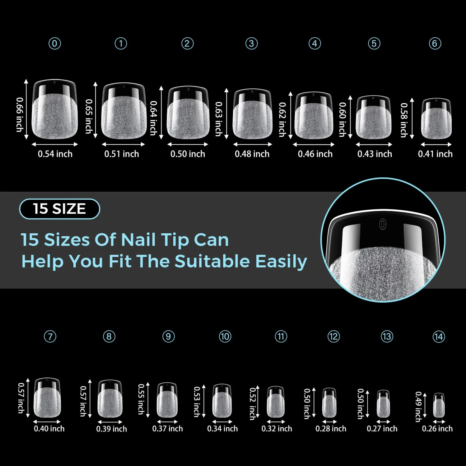 TOMICCA Extra Short Square Nail Tips 510PCS, 15 Sizes Ultra Matte Gel Nail Tips for Acrylic Nails, Short Square Nail Tips for DIY Salon, Clear Gel Nail Extension Tips for Beginners & Nail Techs