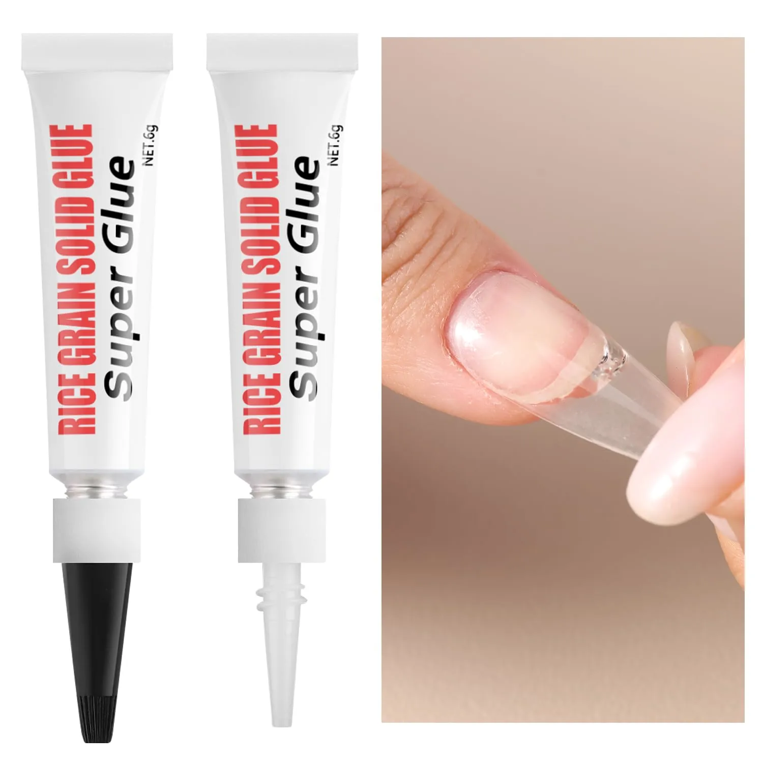 Semi Solid Nail Glue for Press On Nails No Need UV Lamp, Super Strong Quick Drying Clear Gel Nail Tips Glue Bonding Gel X Nails False Tip Extension Tools 6g*2PCS