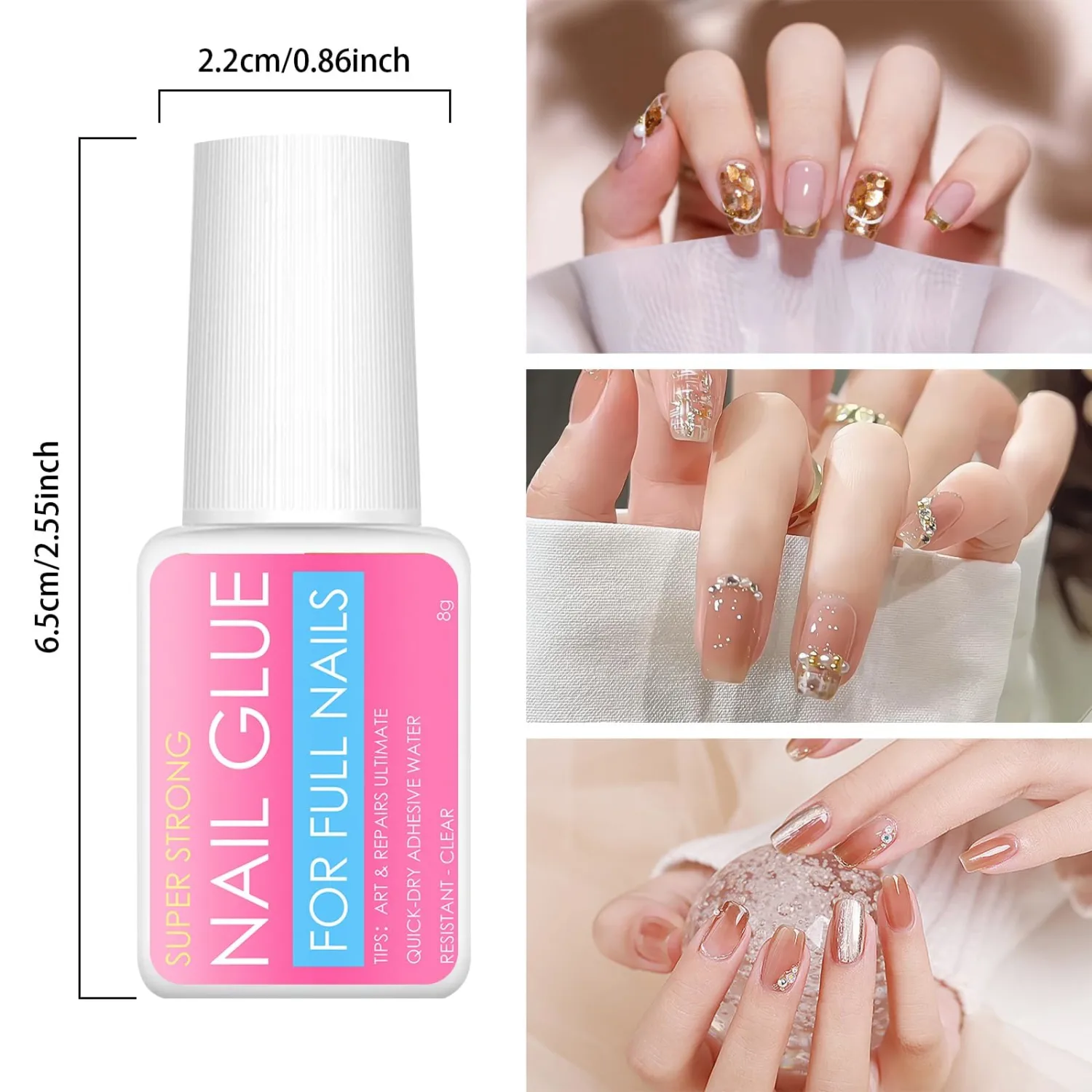 1 Pcs Professional Nail Adhesive, Nails Glue for Tips, Nailglue for Press Ons, Easy Application Long-Lasting Fast Nails Glue, for Home and Professional Use