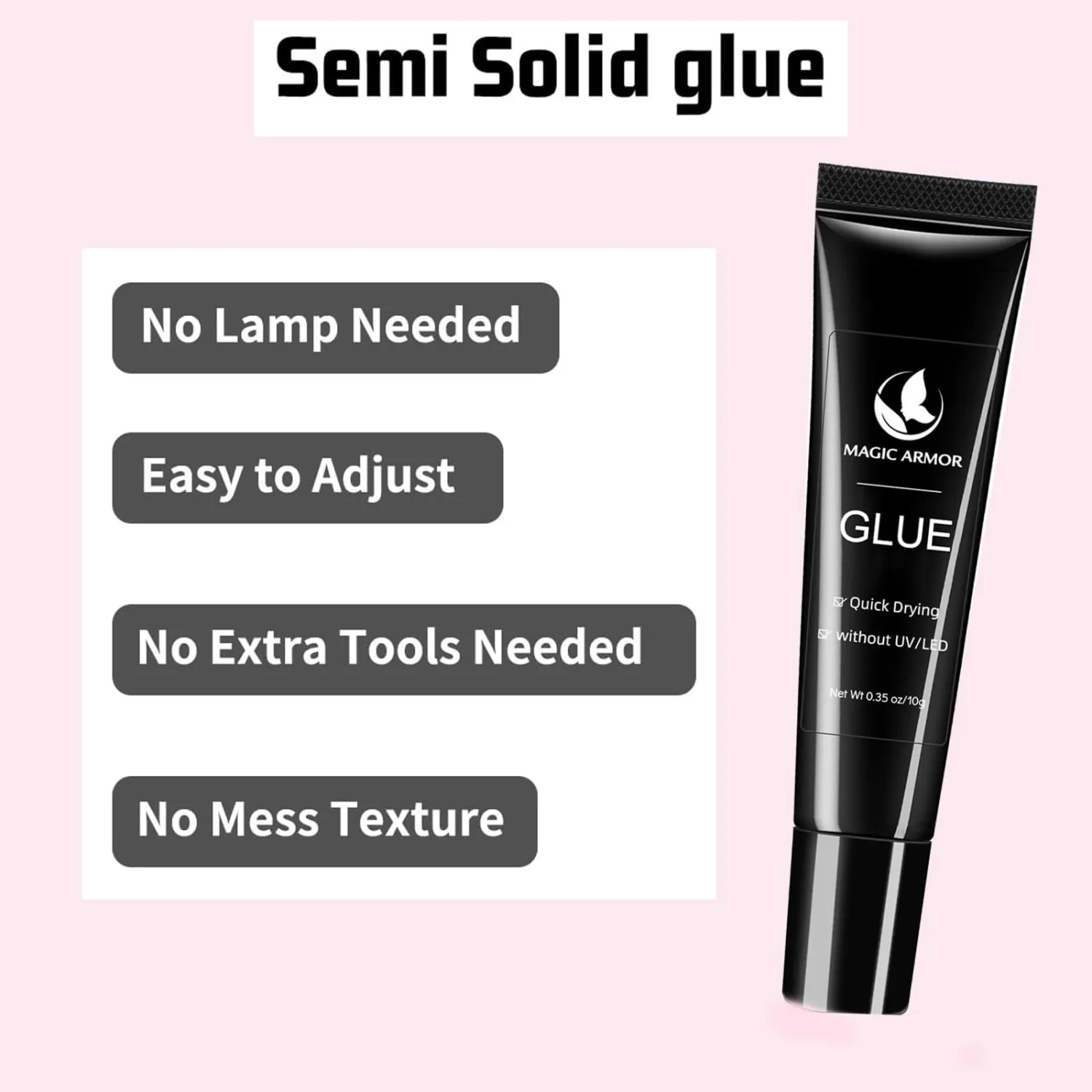 10g Semi Solid Nail Glue with150Pcs Coffin Nails Tips, Nail Glue No U V Light Needed, French Tip Press on Nails No Need to File Soft Gel Nail Tips Fake Nails Tips for Nail Art DIY