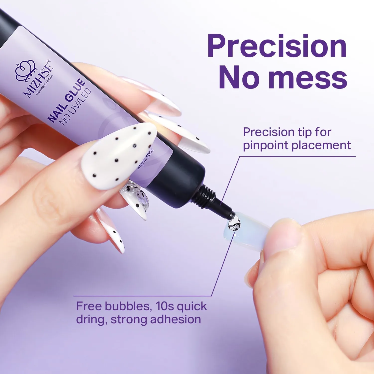 MIZHSE 10g Semi Solid Nail Glue & 10ml Remover Kit for Press On Nails Tips, Super Strong Quick Drying No U V Light Needed Glue on Nails, Easy-Control Non-Run Formula Fake Acrylic Nails Kit Glue Gel