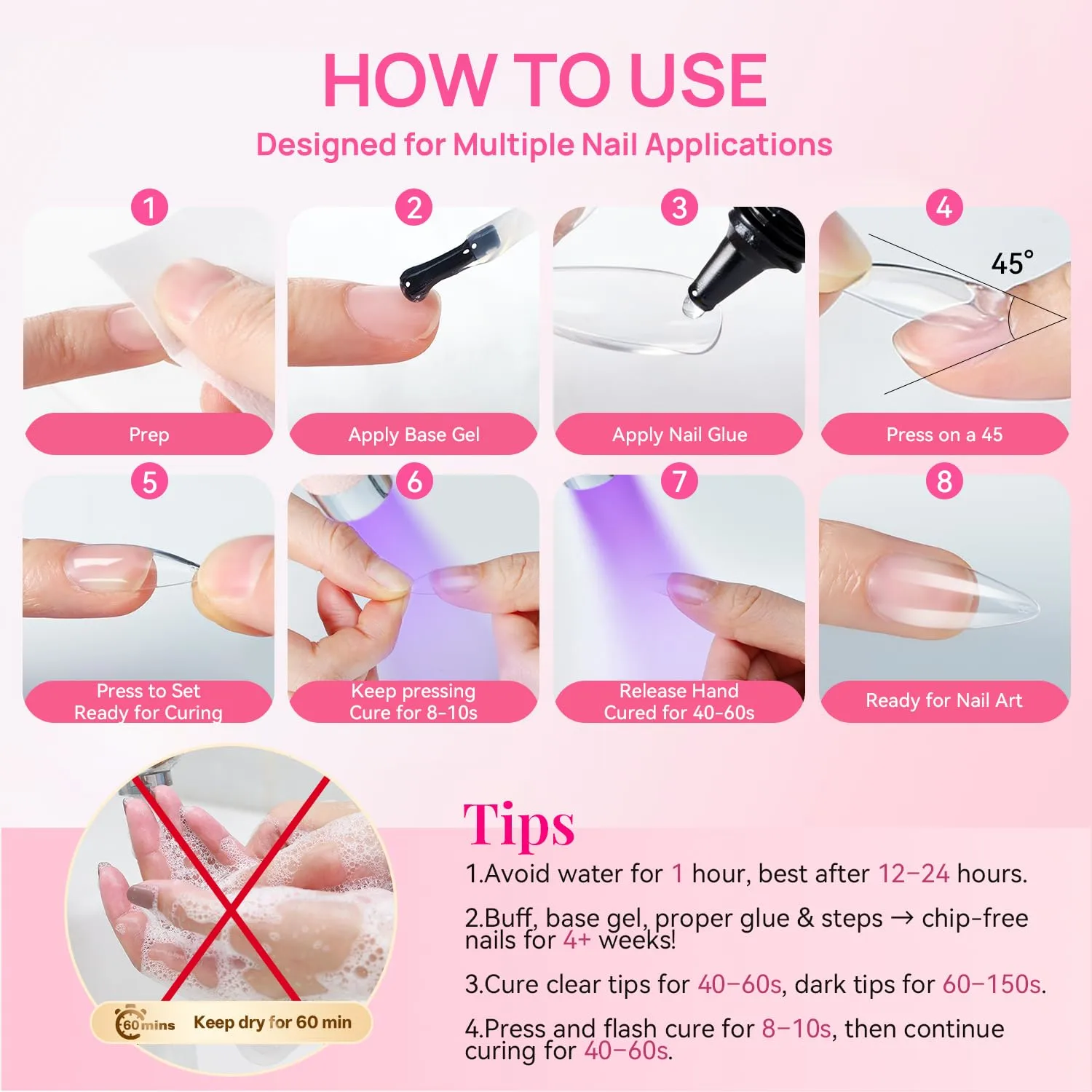 Krofaue Solid Nail Glue Gel, Press on Nail Glue 2 x 20g Each (40g Total), UV LED Lamp Curing Strong Adhesion for Acrylic Nail Tips Rhinestones 3D Nail Gel Nail Extension, Art DIY & Professional Use