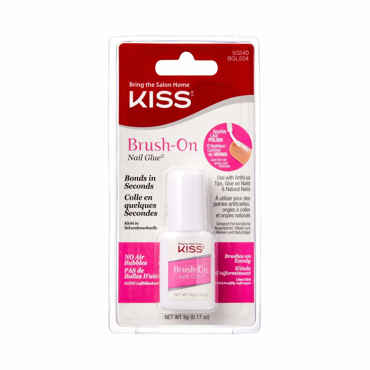 Kiss Powerflex Brush On Nail Glue 0.17 Ounce (Pack of 2)