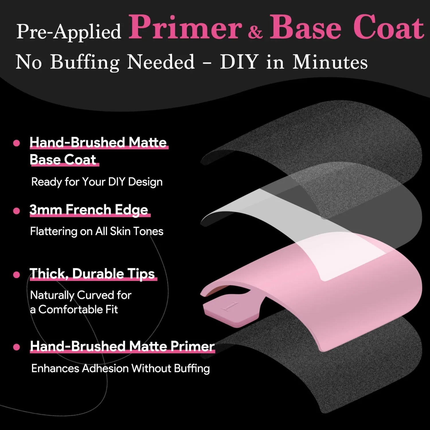 Toe Nails Press On French Tips for Women, 15 Sizes 150 Pcs Sharp Square Pre-applied Primer & Base Coat Toenail Press Ons Baby Pink Full Cover Fake Tips Extension