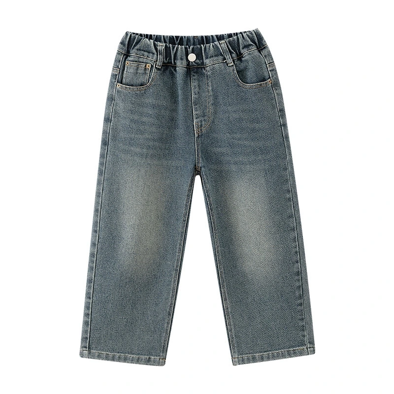 Retro Denim Pants Boys Wide-leg Straight-cut
