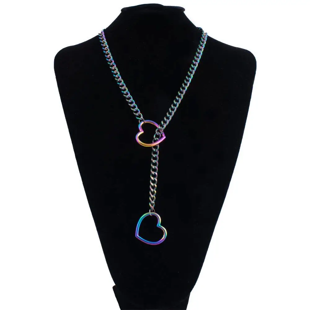 Heart Slip Chain Necklace For Women, Punk Rock Love Chain Cho