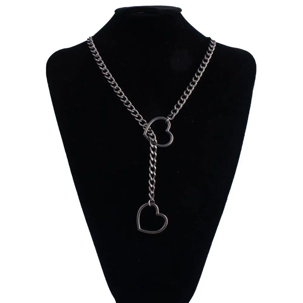 Heart Slip Chain Necklace For Women, Punk Rock Love Chain Cho