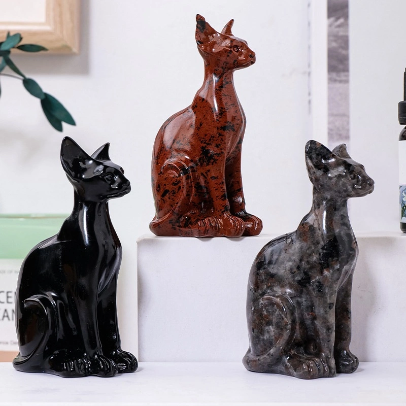 Natural Crystal Egyptian Cat Carving Ornament