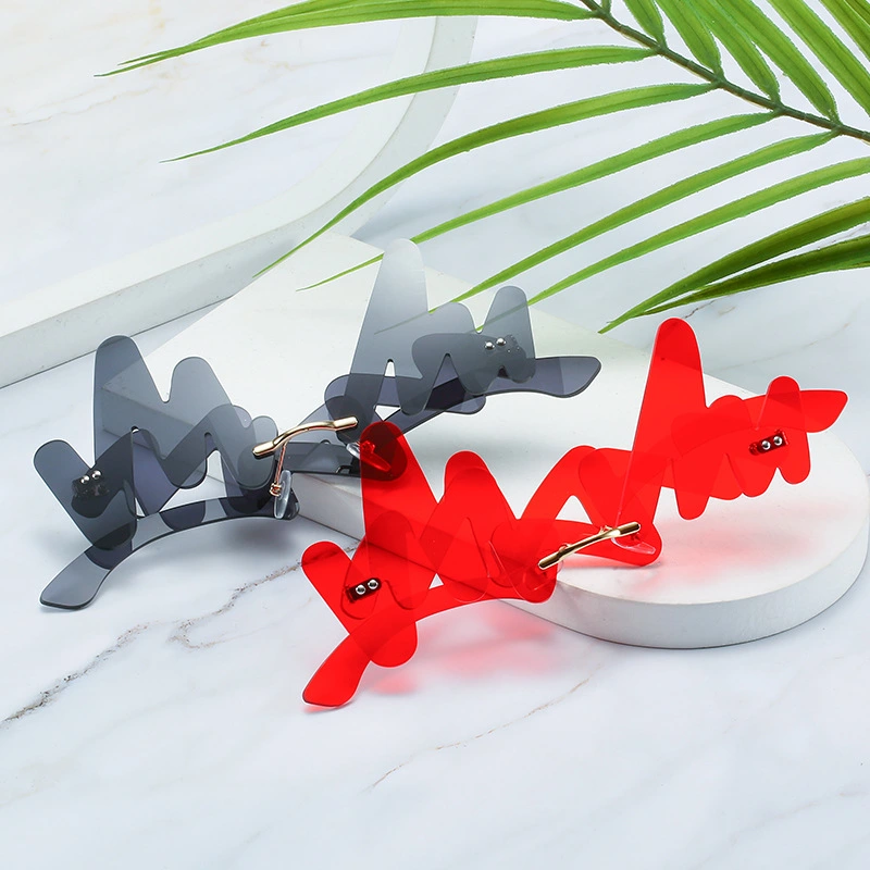 M-Shaped Wave Fashion Trendy Glasses Frameless Irregular Sunglasses Wholesale