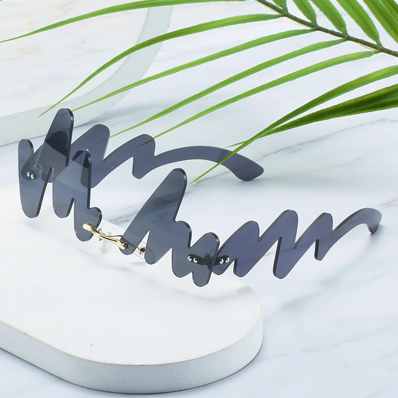 M-Shaped Wave Fashion Trendy Glasses Frameless Irregular Sunglasses Wholesale