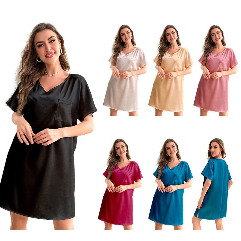 Womens Summer Thin Pajamas Home Wear Long Nightgown