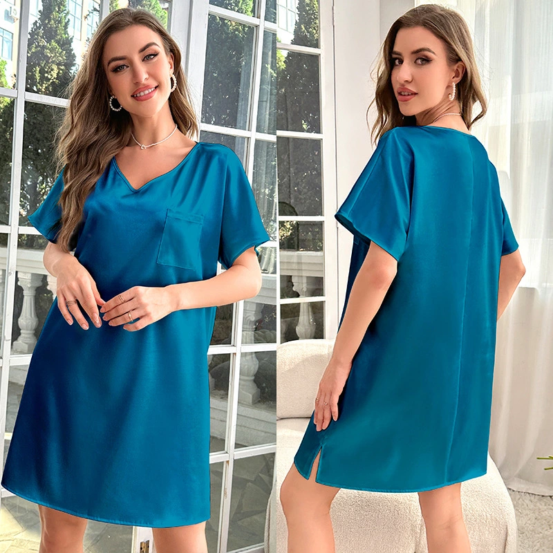 Womens Summer Thin Pajamas Home Wear Long Nightgown