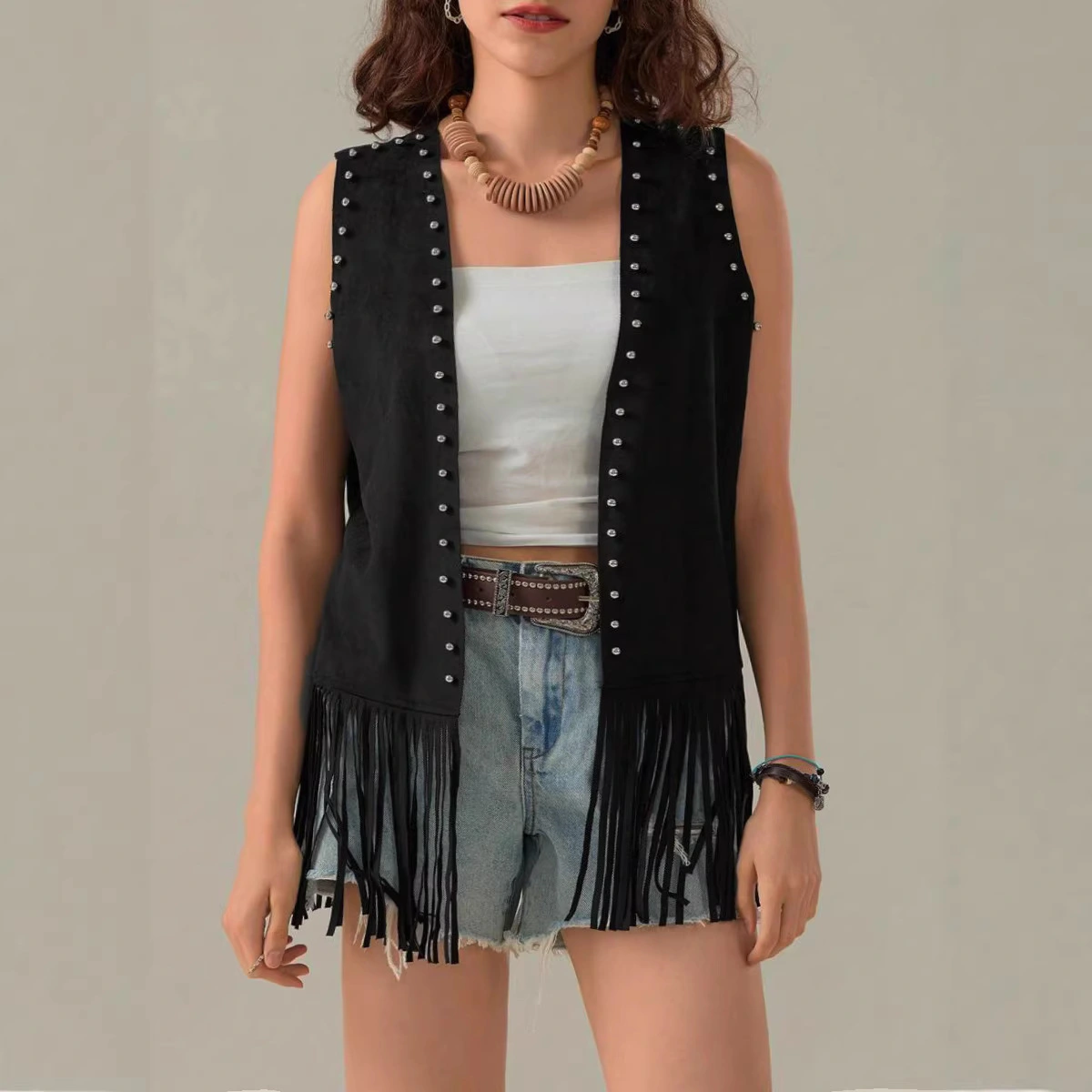 Women's Faux Suede Open-front Vintage Vest