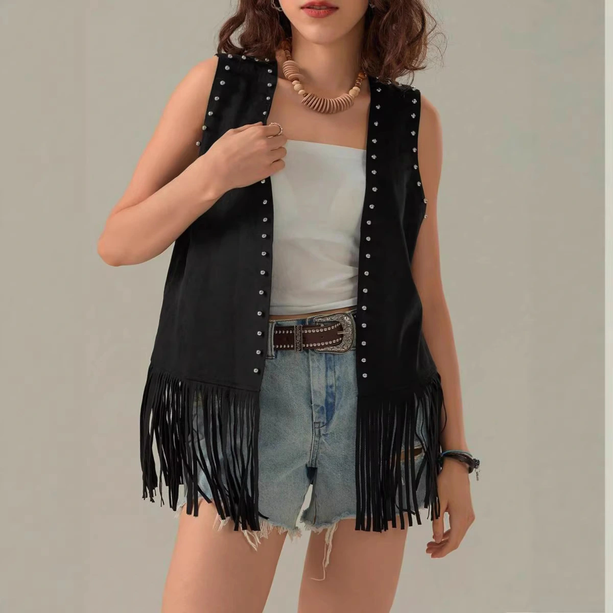Women's Faux Suede Open-front Vintage Vest
