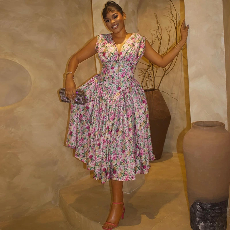 Women's V-neck Long Summer Casual Dress