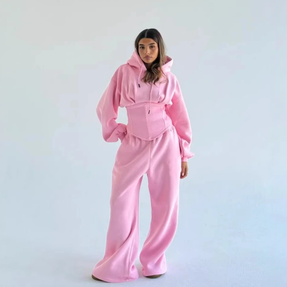 Womens Slim-fit Hoodie And Pants Two-piece Set