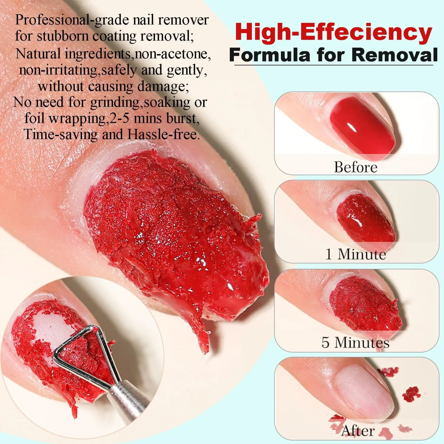 LOUINSTIC Gel Nail Polish Remover & Liquid Latex for Nails: Skin's Protective Barrier Helps Remove Easily in 2-5 Minutes, Low-Irritation, No Residue, No Foil Needed, with Manicure Tools