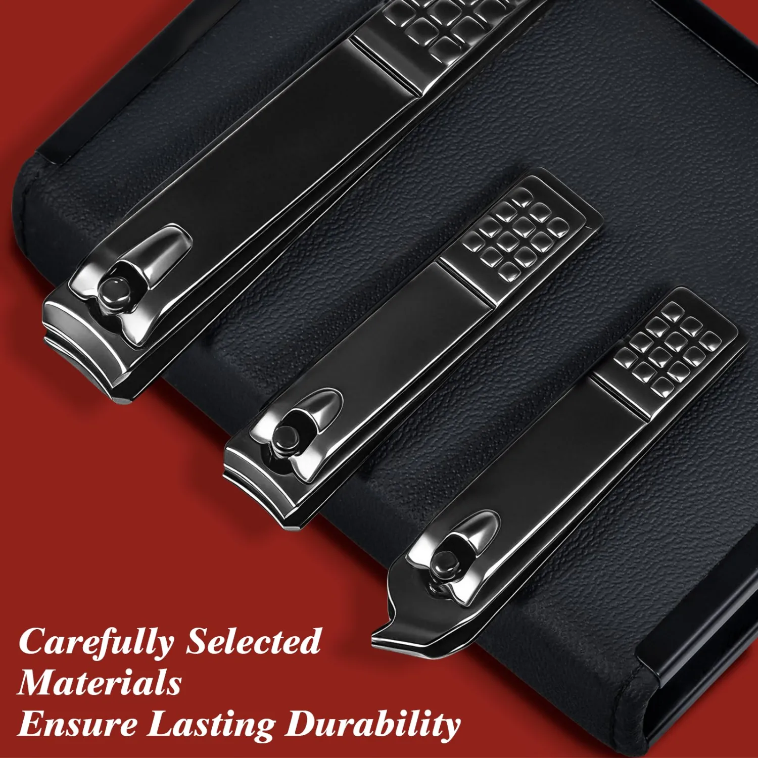 Nail Clippers Set Men Personal Care Tools Accessories Professional Manicure Pedicure Kit With Travel Case Nail Grooming Kit Gifts for Men Women Father Mother (Black and Red)