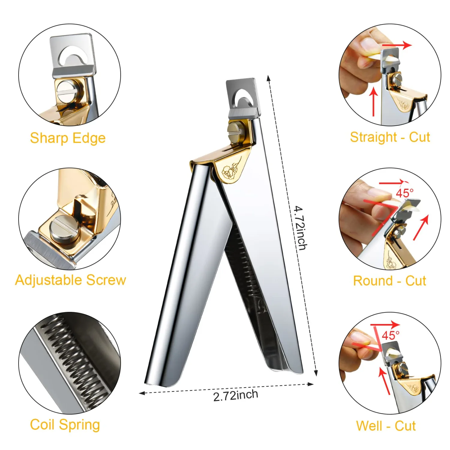 Mudder Acrylic Nail Clippers Kit False Nails Tips Cutter Professional Cuticle Trimmer Nipper Cutter Pusher Remover Stainless Steel Manicure Pedicure Art Tools Set Salon Home(Silver)