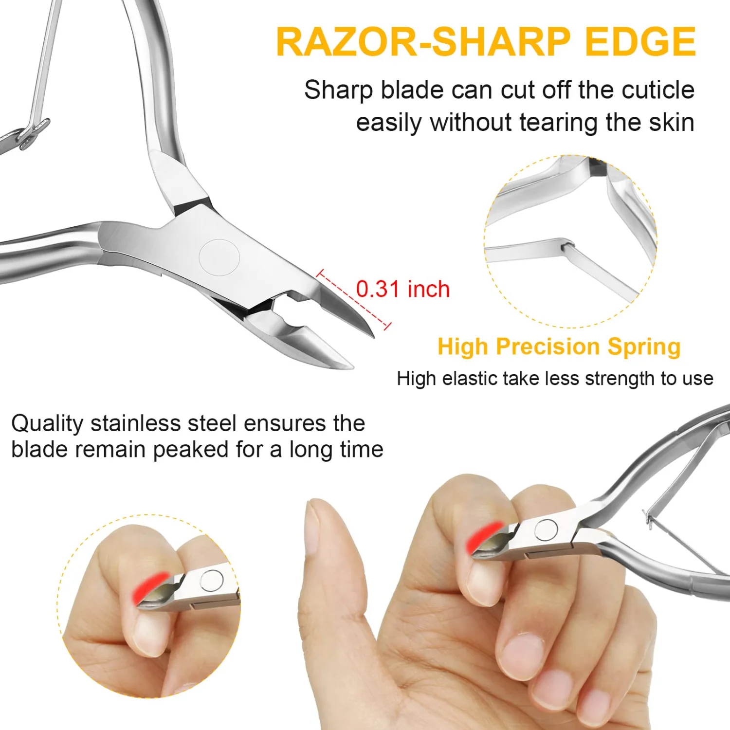 Mudder Acrylic Nail Clippers Kit False Nails Tips Cutter Professional Cuticle Trimmer Nipper Cutter Pusher Remover Stainless Steel Manicure Pedicure Art Tools Set Salon Home(Silver)