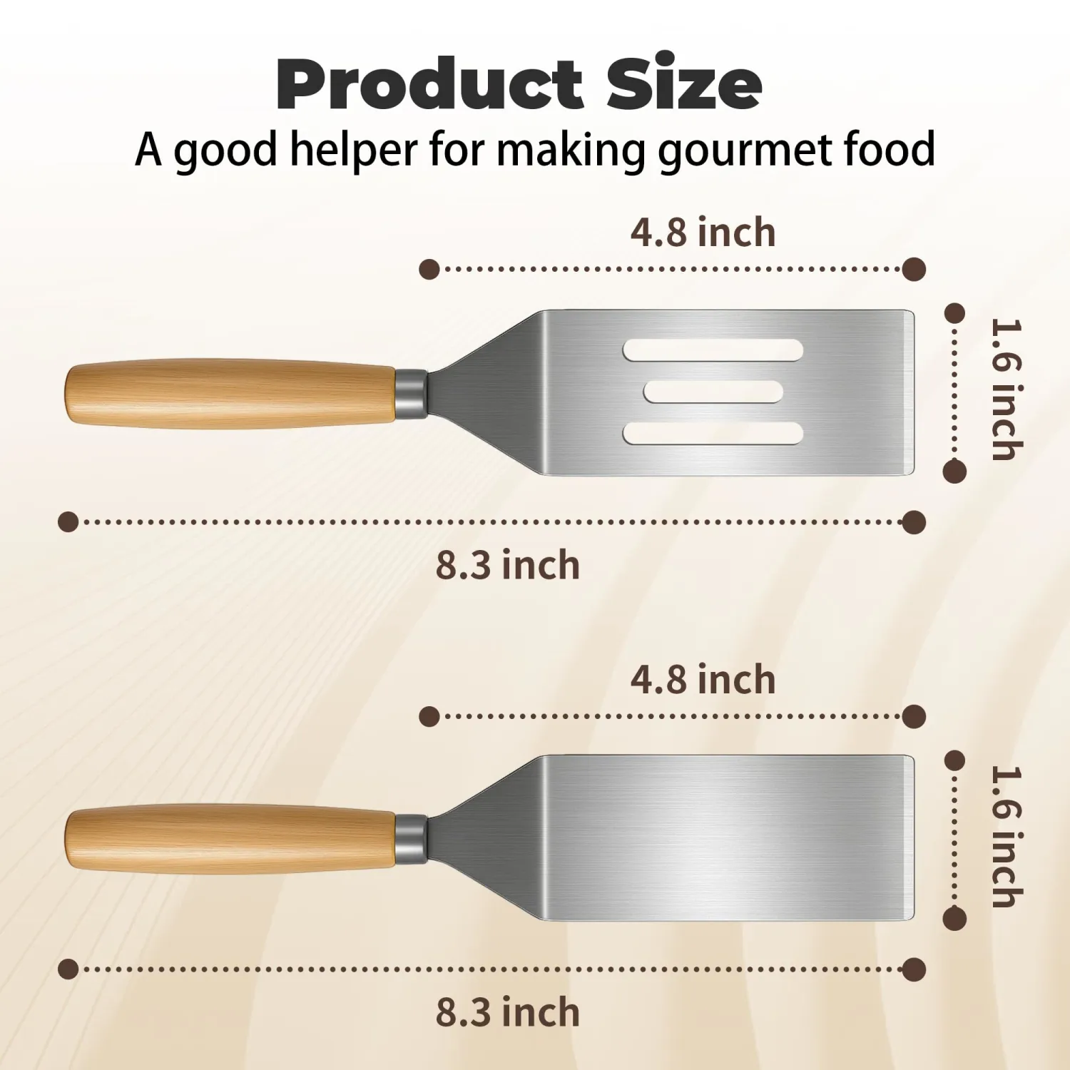 2Pcs Stainless Steel Spatula Set,Mini Serving Spatula for Kitchen Use,Metal Spatula for Cooking with Heat Resistant Handle,Metal Spatulas for kitchen use for Pancakes、Lasagna、Brownies、Cake and Cookie