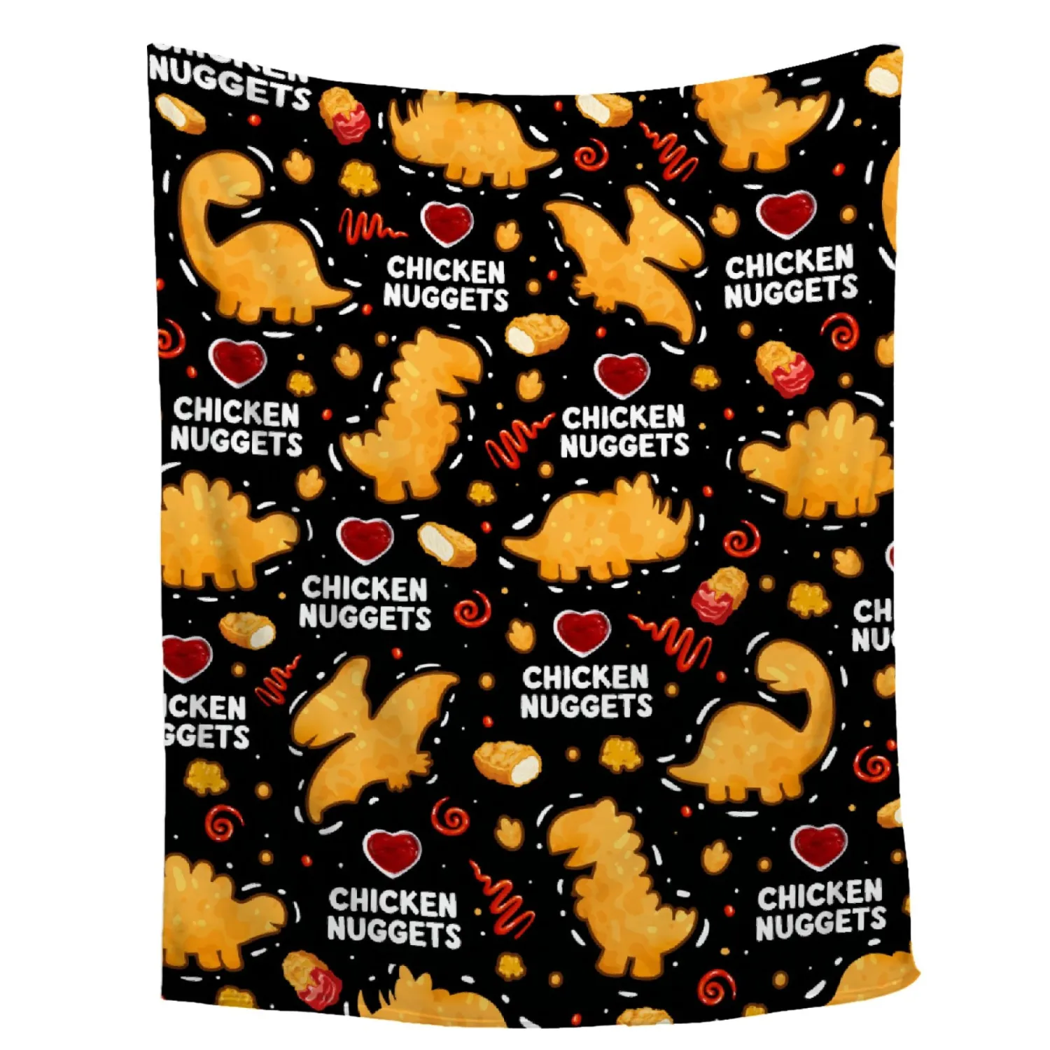 Chicken Nugget Blanket,Dino Nugget Blankets Gift Soft Cozy Plush Bedding Blanket,Fuzzy Flannel Fleece Ketchup Blanket for Couch Sofa Camping,30"x40"-Toddler Size for Baby/Pet