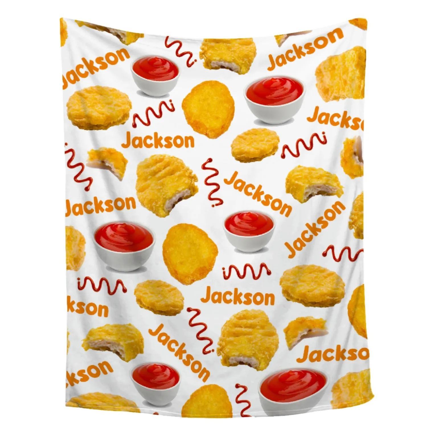Custom Chicken Nugget Throw Blanket, Personalized Swaddle Blanket for Girls & Boys, Toddler Size, 30"x40"