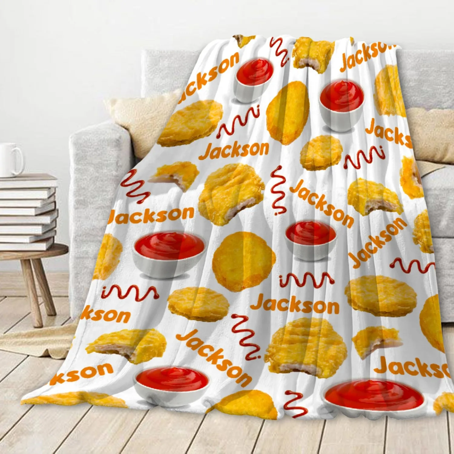 Custom Chicken Nugget Throw Blanket, Personalized Swaddle Blanket for Girls & Boys, Toddler Size, 30"x40"