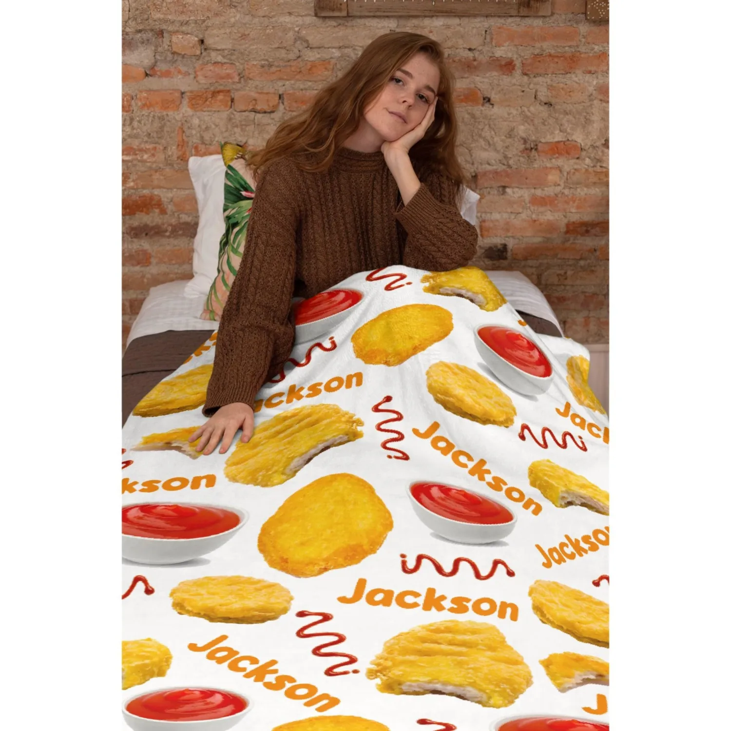 Custom Chicken Nugget Throw Blanket, Personalized Swaddle Blanket for Girls & Boys, Toddler Size, 30"x40"