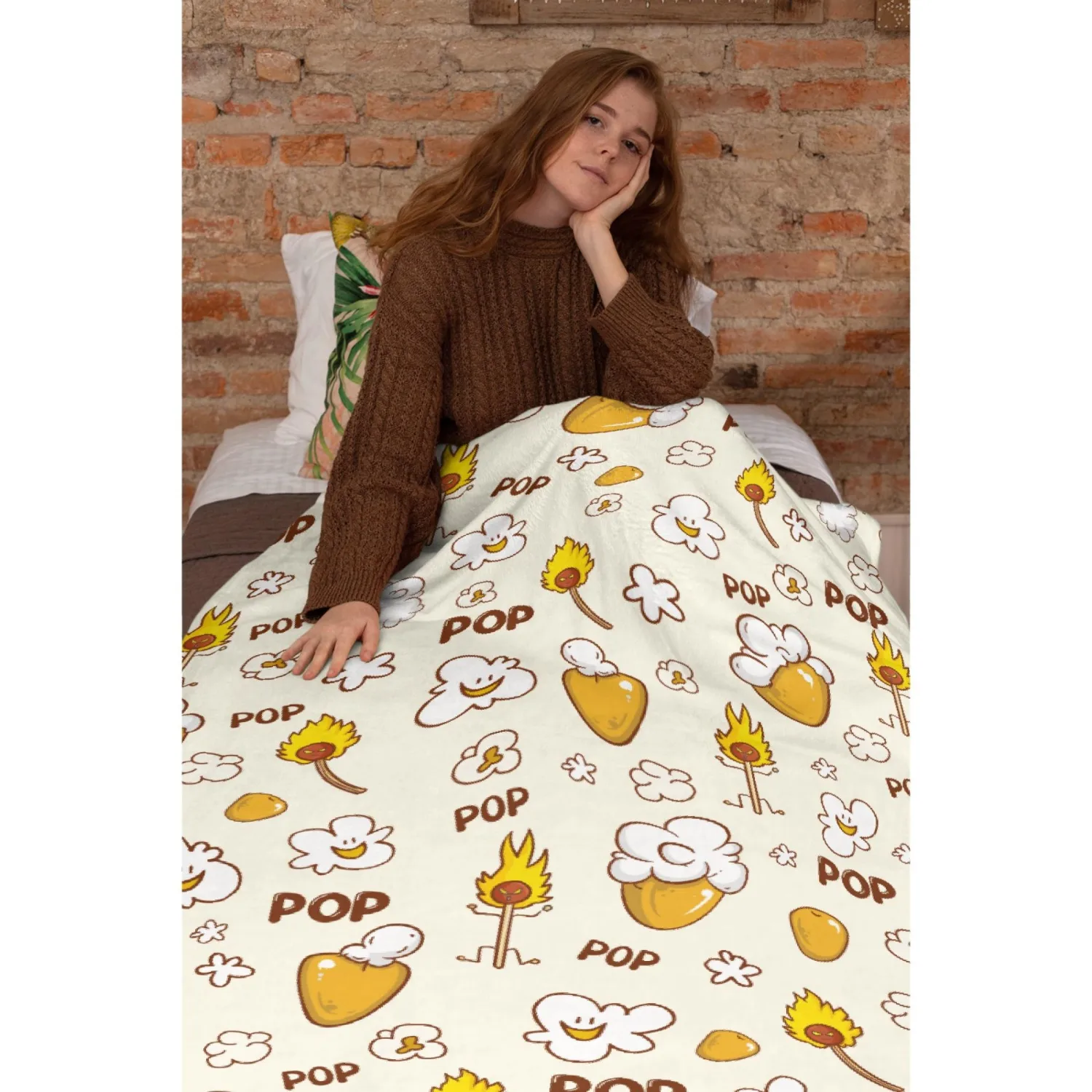 Cute Popcorn Blanket Food Blanket,Popcorn Gift Popcorn Lover,Popcorn Fun Novelty Bed Blanket,Lightweight Super Soft Cozy Throw Blanket Couch Bed Sofa,30''x40''-Toddler Size Baby/Pet