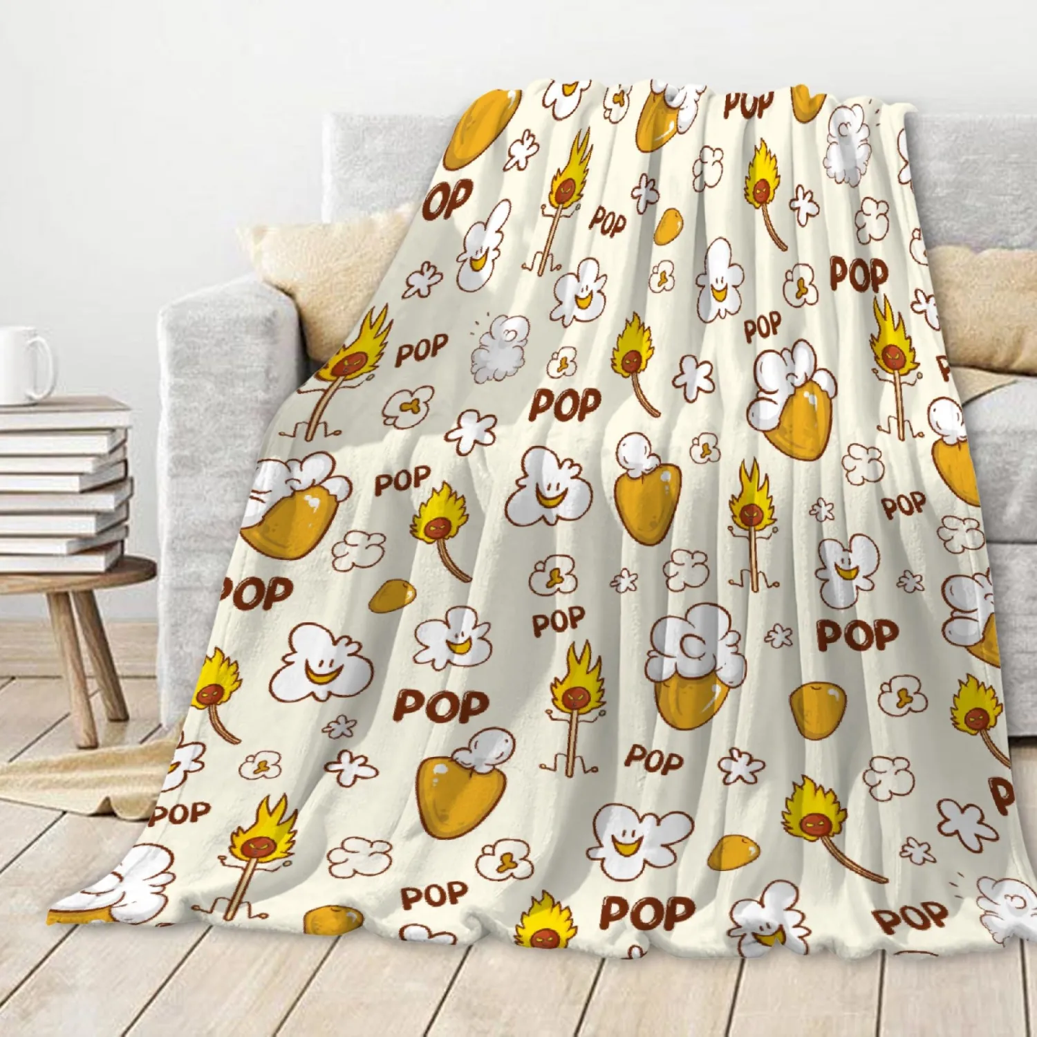 Cute Popcorn Blanket Food Blanket,Popcorn Gift Popcorn Lover,Popcorn Fun Novelty Bed Blanket,Lightweight Super Soft Cozy Throw Blanket Couch Bed Sofa,30''x40''-Toddler Size Baby/Pet