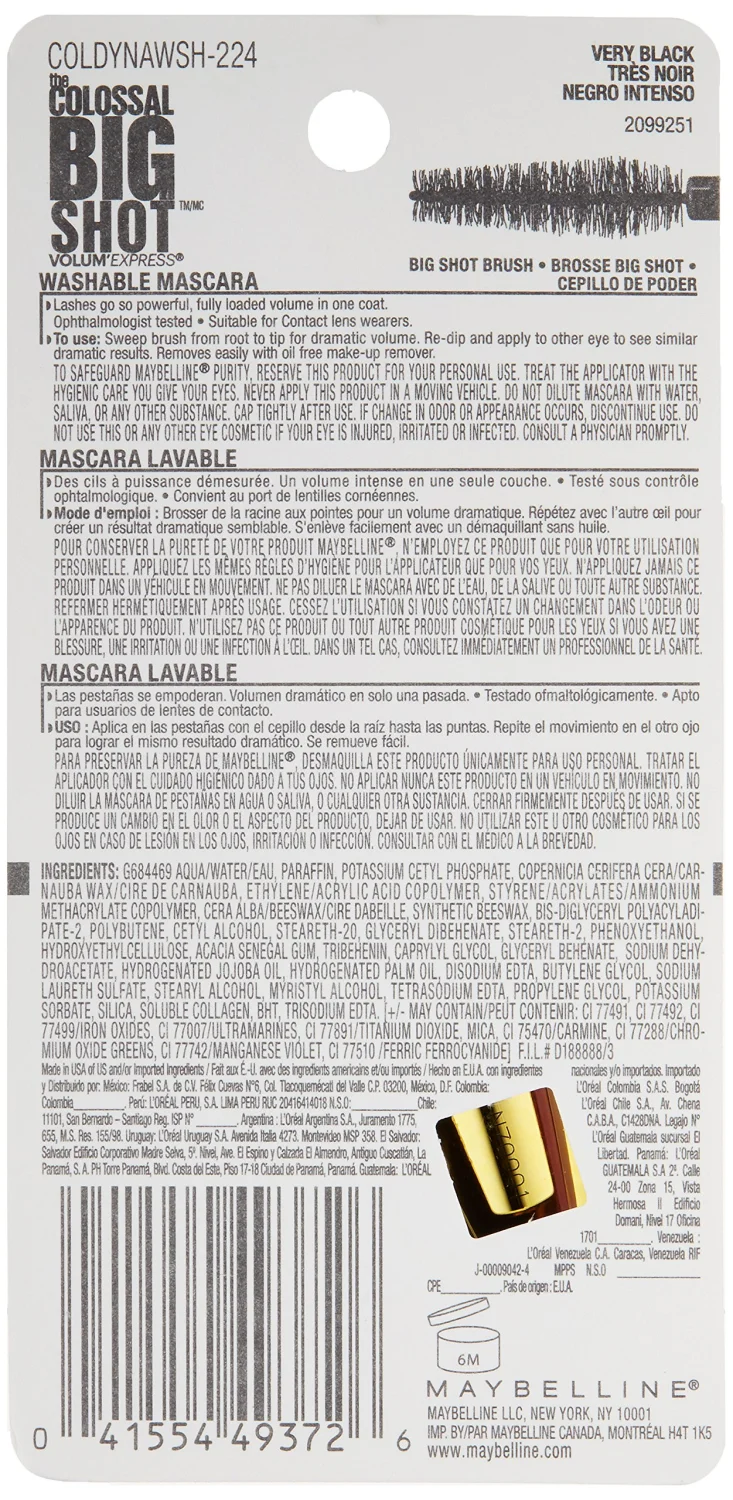 Maybelline New York Volum' Express The Colossal Waterproof, Very Black, 0.33 fl. oz.