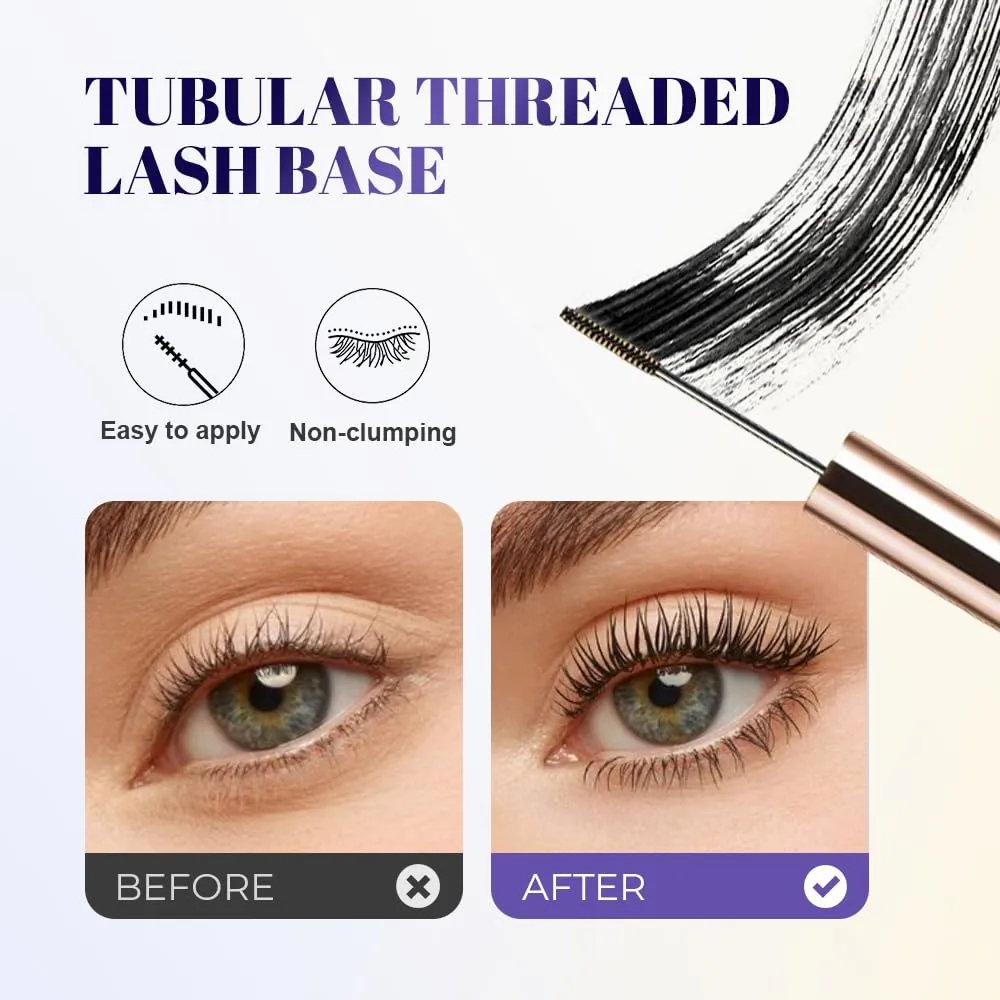 Ultra-Fine Lengthening Waterproof Quick-Dry Mascara, 2026 New Quick Drying Curling Mascara for Fine Short Lash Older Women, 3D Curling Eyelash Long Lasting Smudge Proof No Clumping (Brown+Brown)