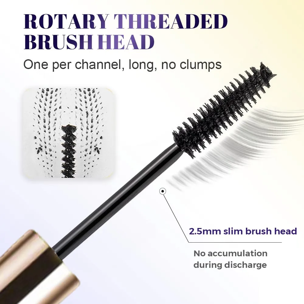 Ultra-Fine Lengthening Waterproof Quick-Dry Mascara, 2026 New Quick Drying Curling Mascara for Fine Short Lash Older Women, 3D Curling Eyelash Long Lasting Smudge Proof No Clumping (Brown+Brown)