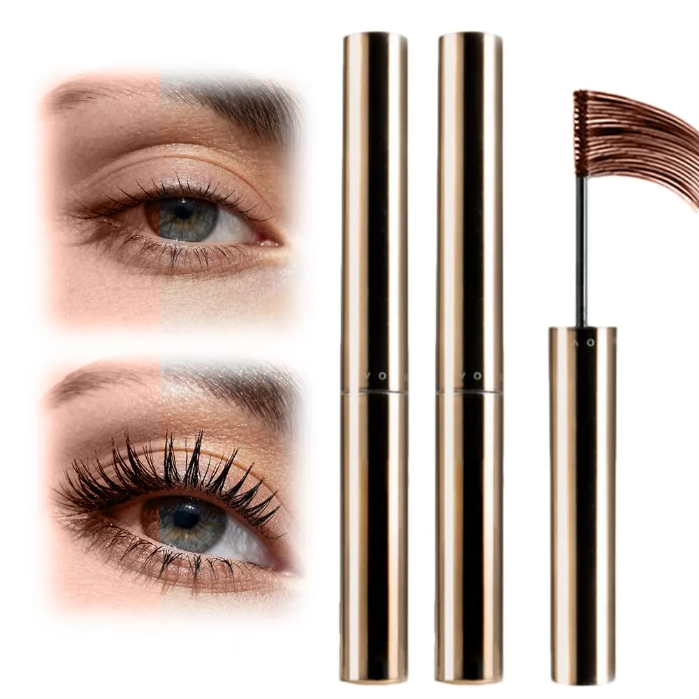 Ultra-Fine Lengthening Waterproof Quick-Dry Mascara, 2026 New Quick Drying Curling Mascara for Fine Short Lash Older Women, 3D Curling Eyelash Long Lasting Smudge Proof No Clumping (Brown+Brown)