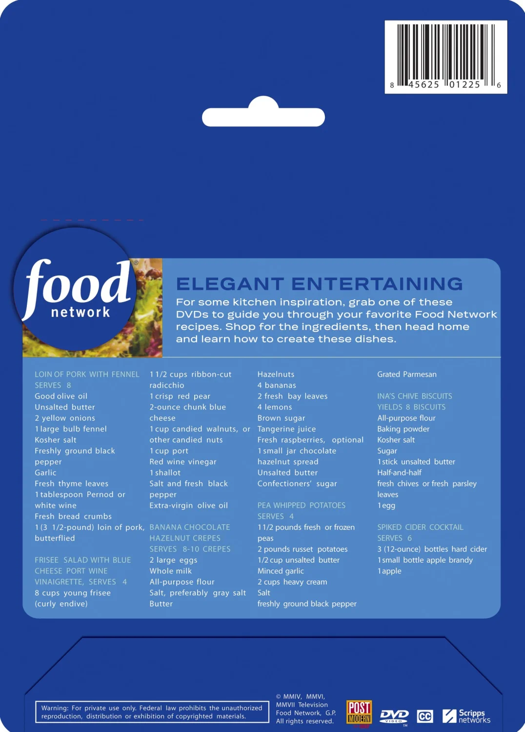 Food Network Meals on DVD: Shop, Watch, Cook! Elegant Entertaining