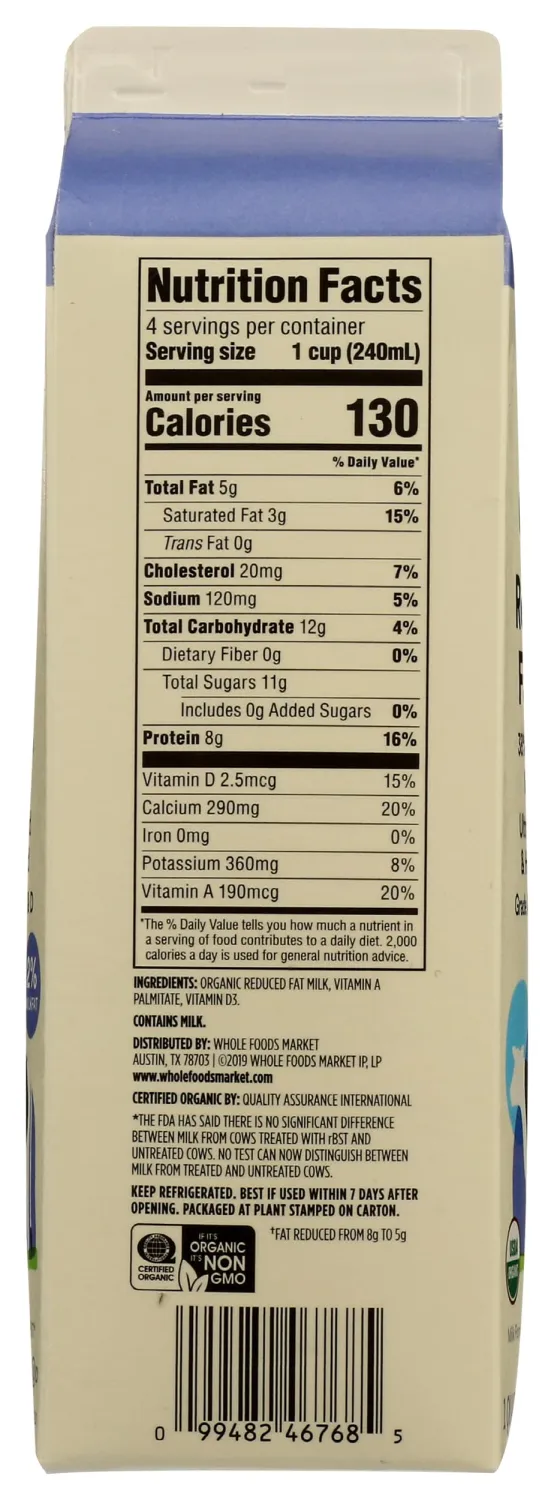 365 by Whole Foods Market Organic Reduced Fat 2% Milk, 32 FZ