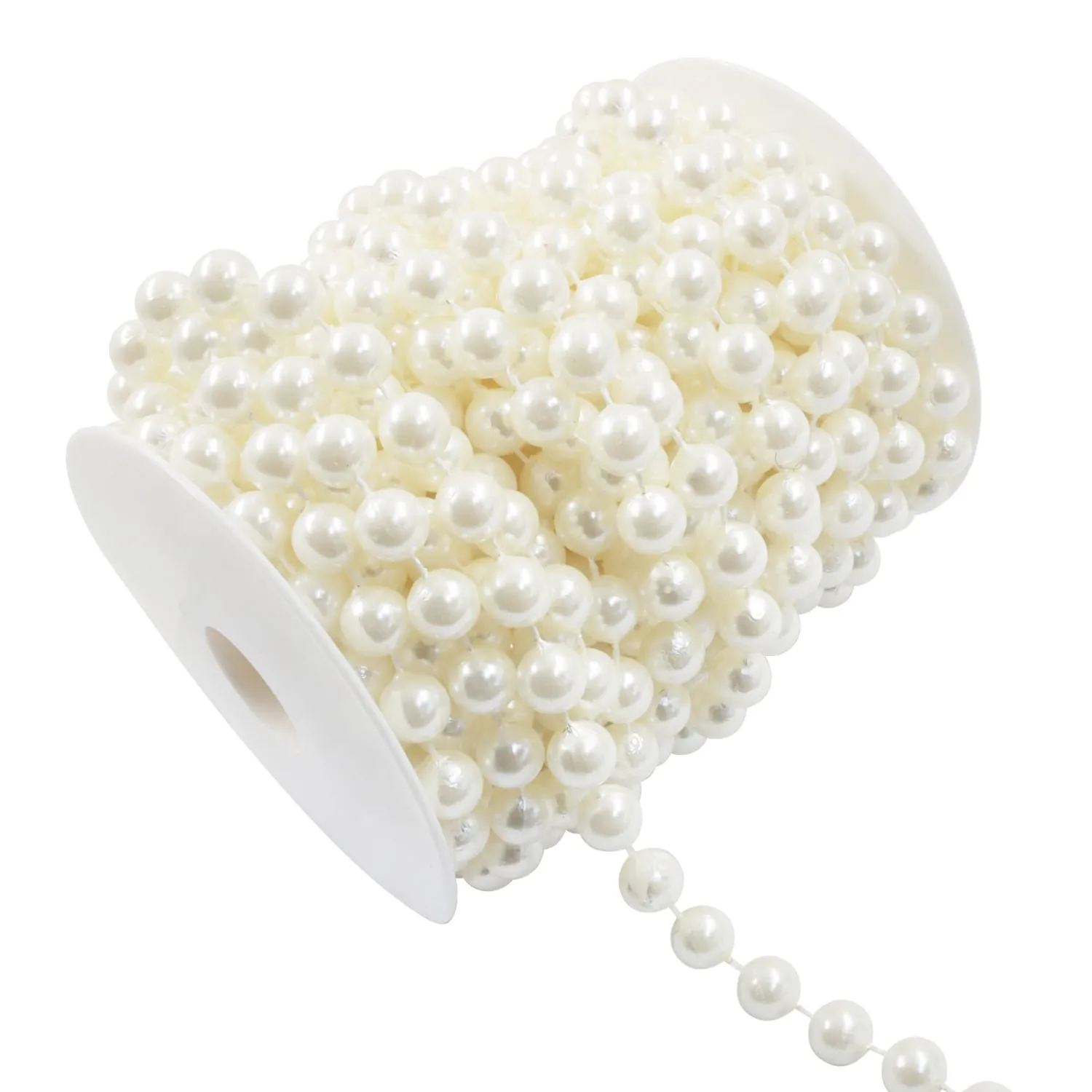 Biaungdo 10mm Millet Beads Faux Pearl Roll Strand, 10 Meters / 33 Feets Ivory Crafts String Faux Pearl Garland for Wedding Centerpieces, Christmas Tree, Party & Floral Decorations DIY