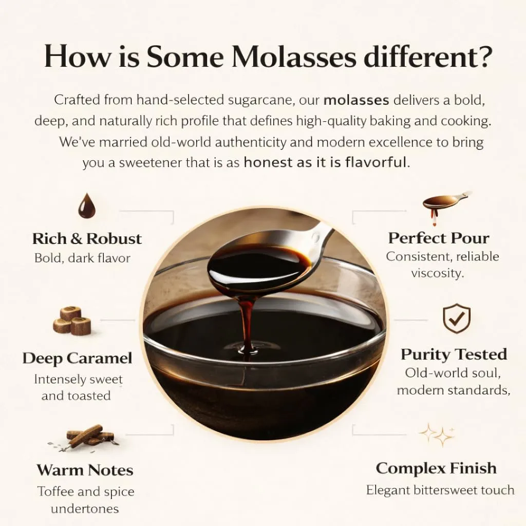 Some Molasses Unsulphured Dark Molasses, 16 oz – Rich Caramel Flavor, No Artificial Preservatives, Perfect for Cooking and Baking