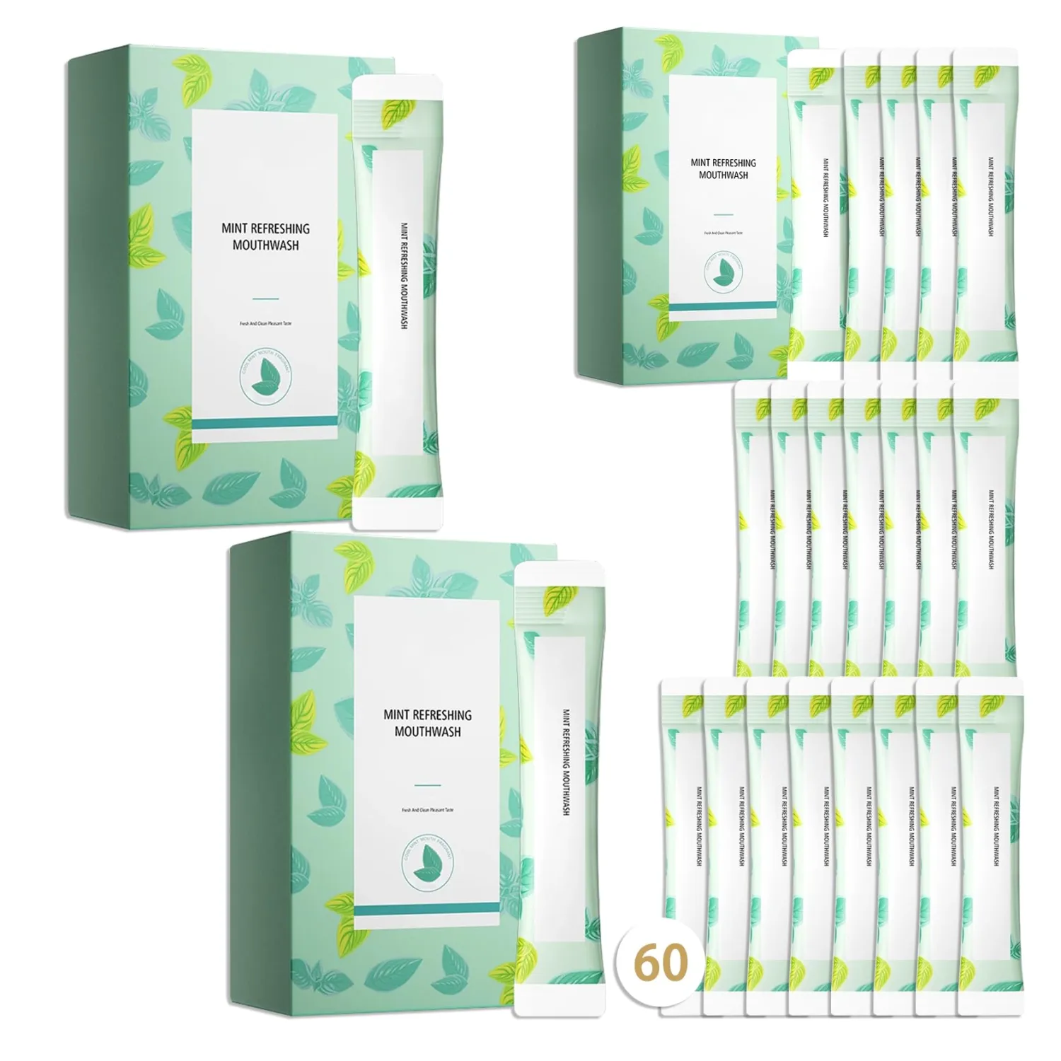 Travel Size Mouthwash,Mini Mouthwash Travel Size Bulk Portable Mouth Wash Set,Individual Small Travel Mouth Wash Packets for Fresh Breath(Pack of 60) A12