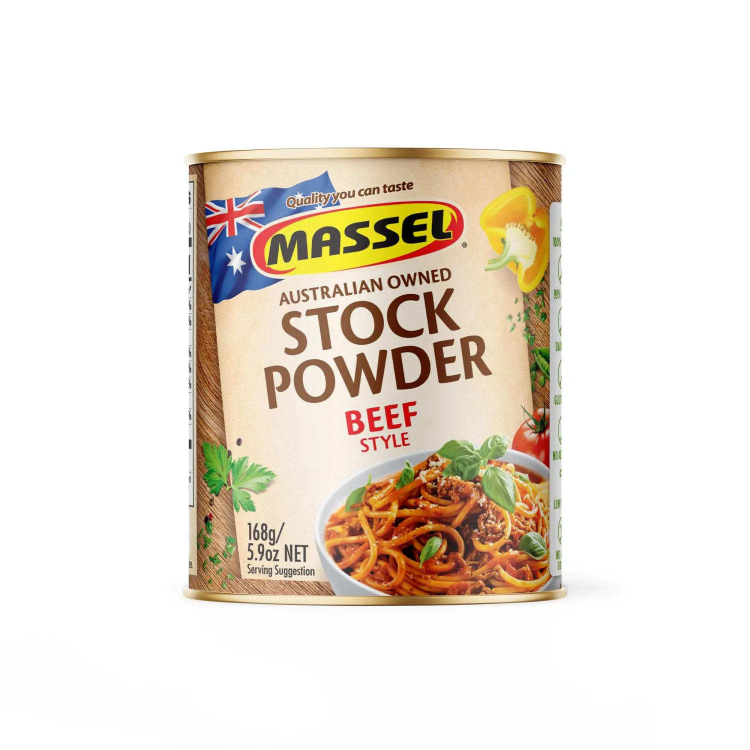 Massel Beef Style Bouillon Powder | 1 x 1 Can (5.9 oz) | Plant Based Broth | Low FODMAP, Gluten Free, Dairy Free, Trans Fat Free | Vegan, No Added MSG, All Natural Soup Base & Seasoning