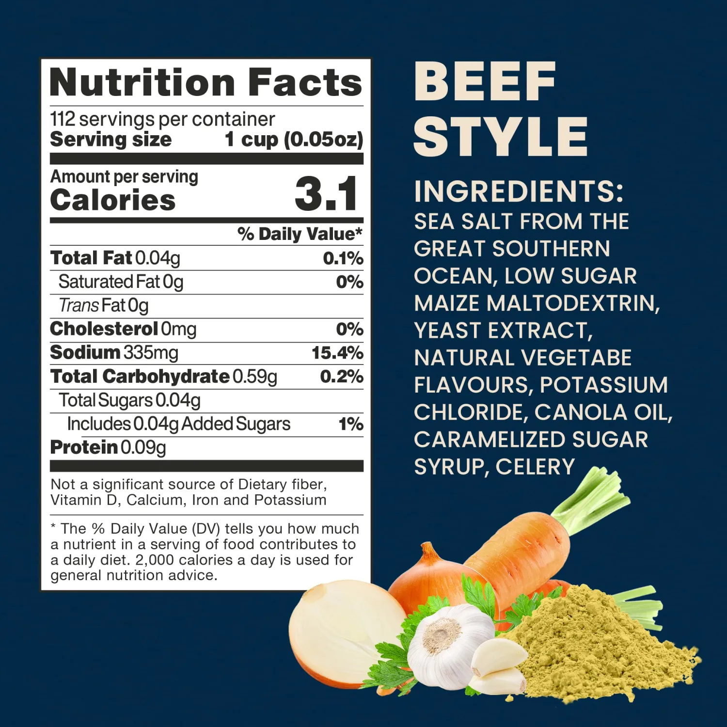 Massel Beef Style Bouillon Powder | 1 x 1 Can (5.9 oz) | Plant Based Broth | Low FODMAP, Gluten Free, Dairy Free, Trans Fat Free | Vegan, No Added MSG, All Natural Soup Base & Seasoning