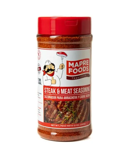 Mapre Foods Steak & Meat Seasoning - Sazonador Para Arrachera y Carne Asada, MSG Free, Gluten-Free, No Artificial Colors, Made in USA, 12 oz.