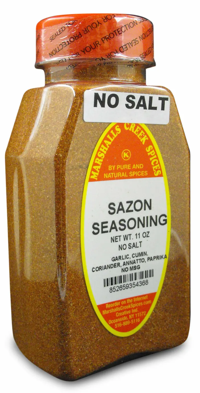 Marshalls Creek Spices Sazon Seasoning No Salt with Annatto - Sodium Free Sazon Spice Blend for Chicken, Rice, Beans & Pork, MSG Free, Kosher, 11 oz Bulk Jar