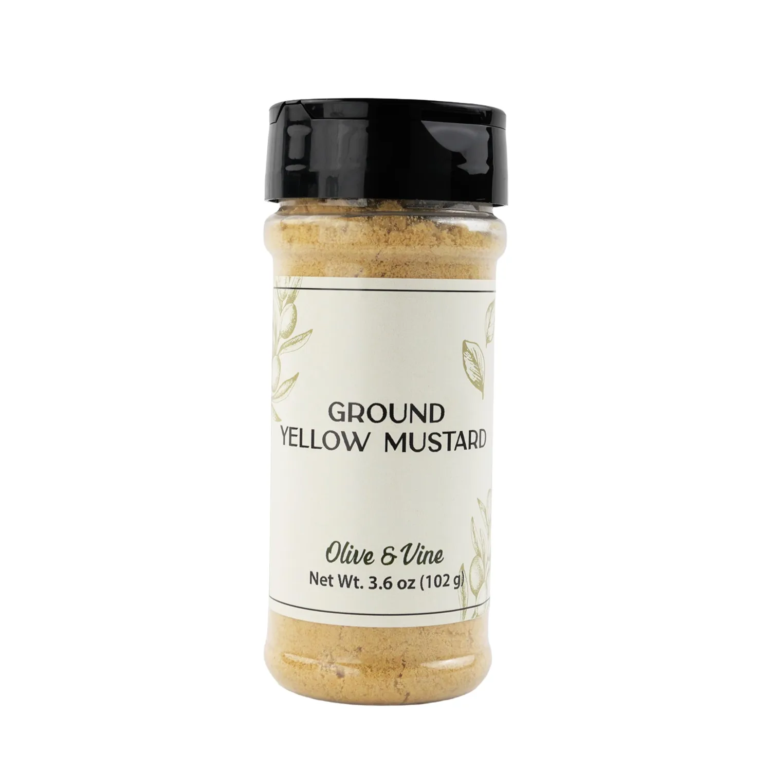 Olive & Vine Yellow Mustard Ground, Tangy Flavor, For Sauces & Dressings, Rich Tradition, Authentic Taste, For Global Recipes (3.6 Ounce)