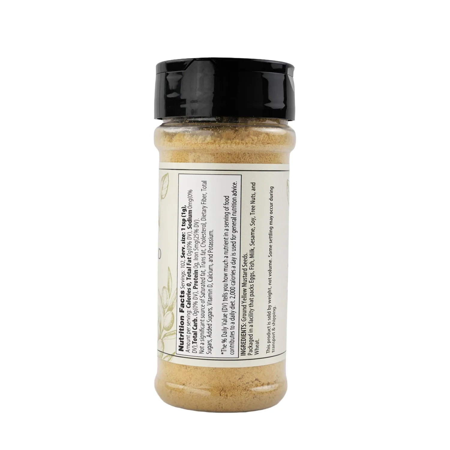 Olive & Vine Yellow Mustard Ground, Tangy Flavor, For Sauces & Dressings, Rich Tradition, Authentic Taste, For Global Recipes (3.6 Ounce)